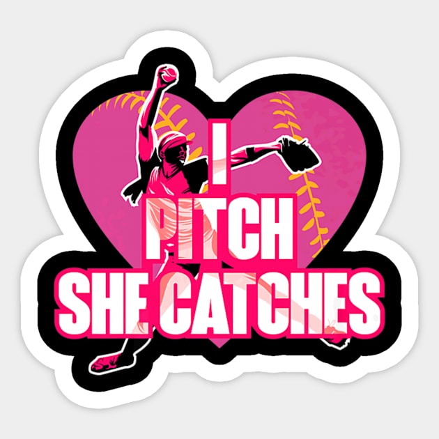 Pitch Catches Softball Baseball Player Sticker by Sloane GalaxyLinesSpace
